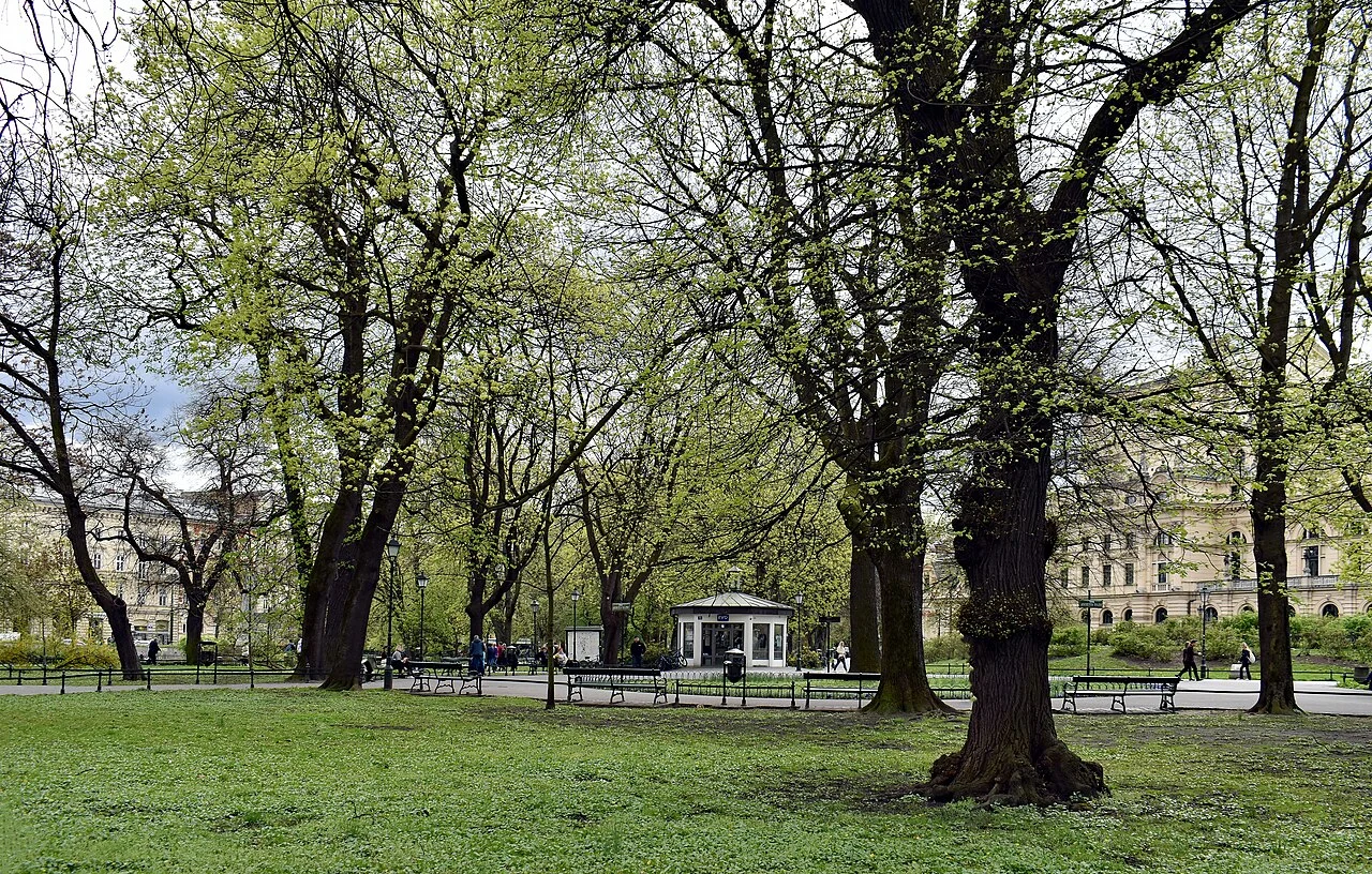 Andrzej Wajda Square in Planty Park, Krakow