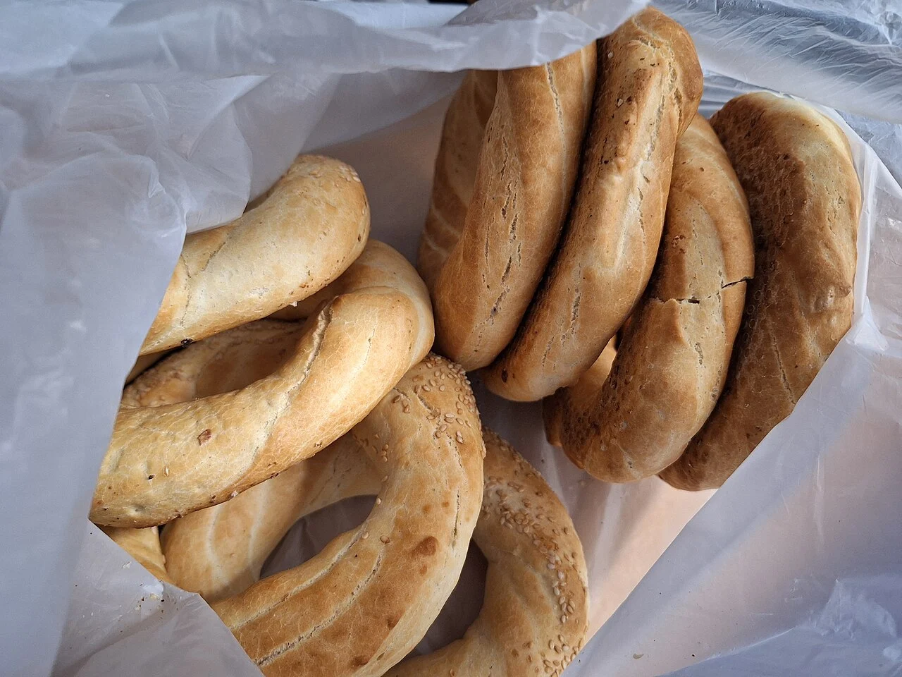 Braided obwarzanki from Krakow, photographed in March 2026